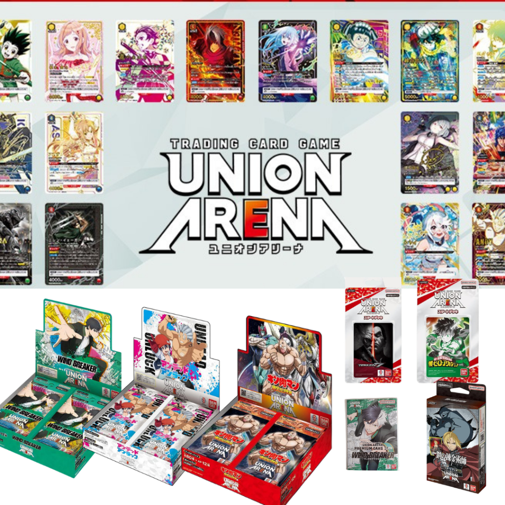 ราคาโละสต๊อก!! Union Arena (UA) TCG การ์ดและซองใส่ เกมรวมจักรวาล Bandai จากญี่ปุ่น Starter Deck Booster Box Sleeves