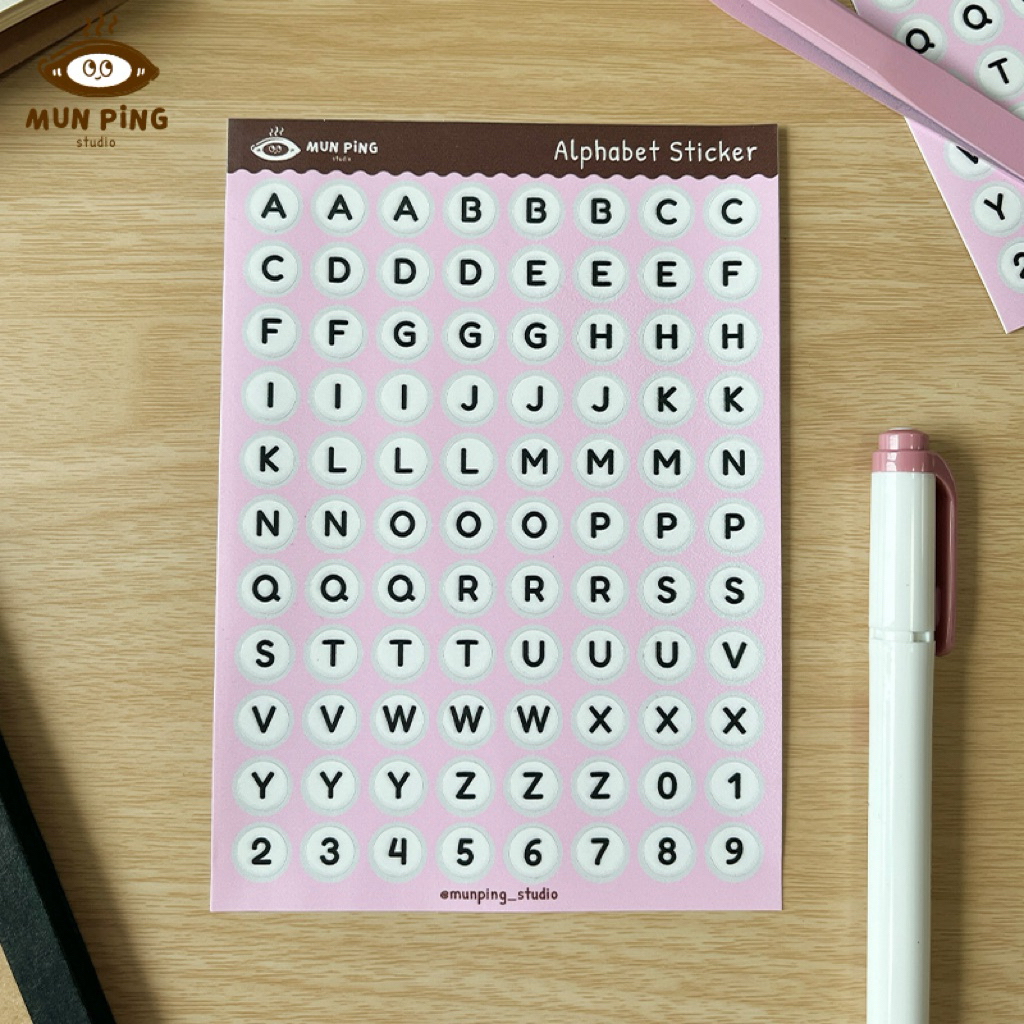 💓พร้อมส่ง💓 Alphabet Beads Letter Sticker สติกเกอร์ตัวอักษร A-Z ดีไซน์ลูกปัด ตกแต่ง Planner Journal by Mun Ping studio💜