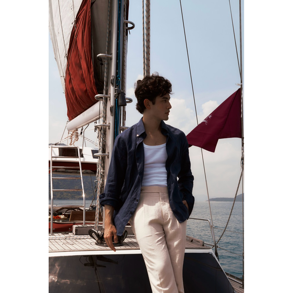 [Code20%ทัก] The European Linen Shirt เสื้อเชิ้ตลินิน สีกรม Navy | ผ้า Linen 100% | Button Down Collar | Regular Fit