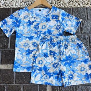 ชุดเด็ก ลายดอกไม้ ลายสงกรานต์ แขนสั้นขาสั้น ผ้าไมโคร นิ่มบาง…