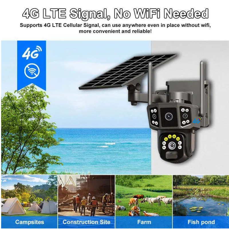 พร้อมส่ง xiaomi 4G  Camera 4K Solar Cell กล้องวงจรปิดใส่ซิม ชัด12ล้านพิกเซล กล้อง3เลนส์3จอ no wifi