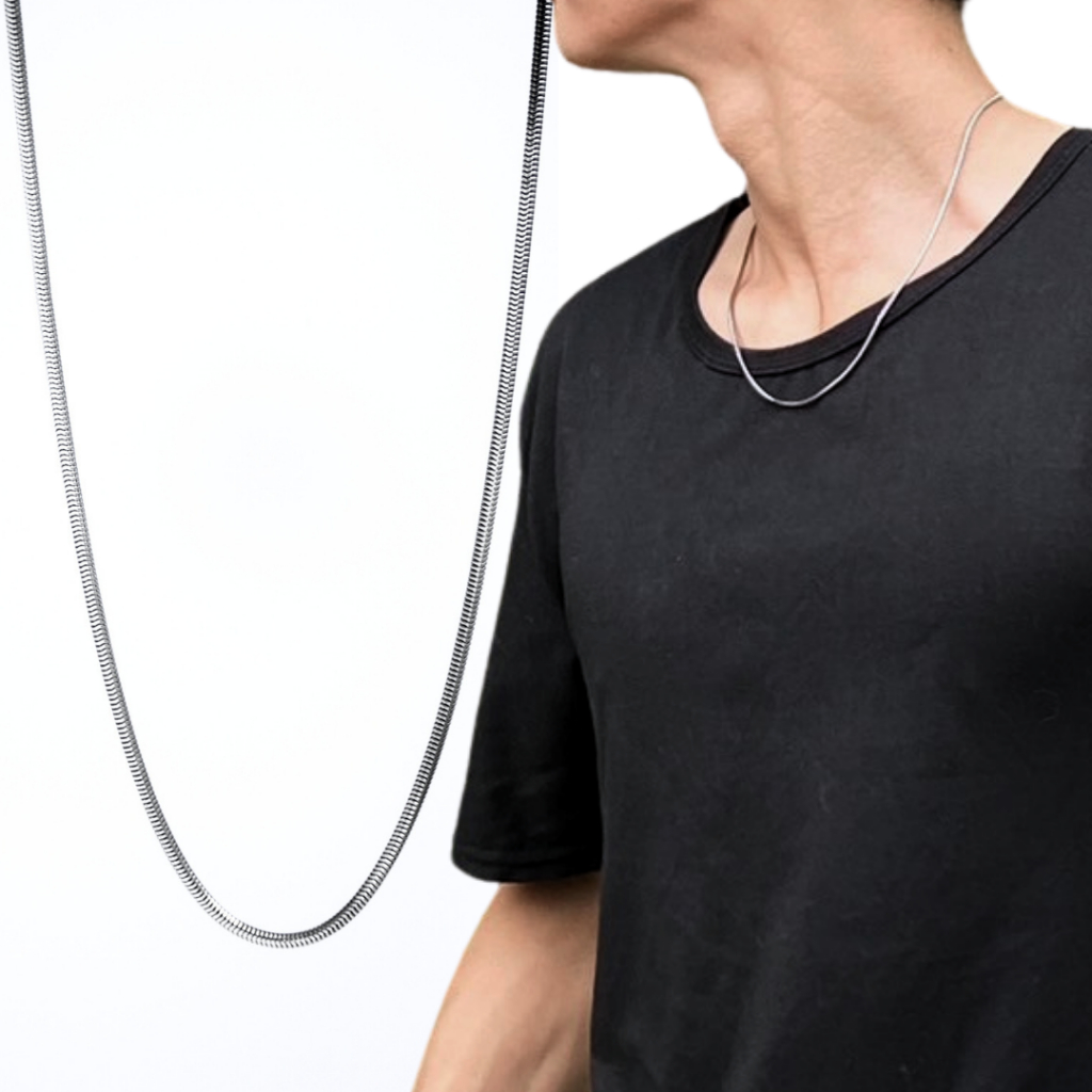 MLS | Snake chain 2.0 สร้อยคอลายกระดูกงูกลาง วัสดุสแตนเลส