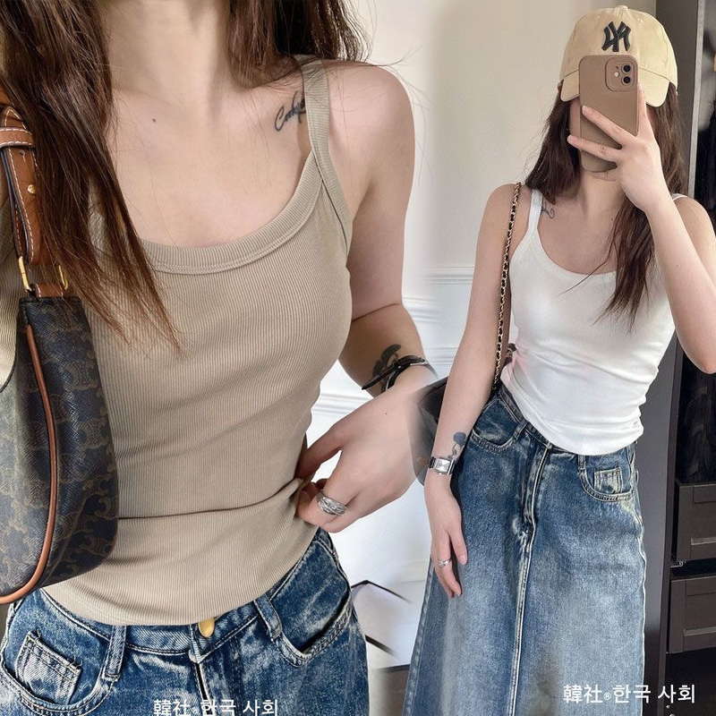 Dahong x6604 ❤️เสื้อกั๊กแขนกุด   เสื้อกล้ามครอป  ใส่สบาย คลาสสิก เข้ากับทุกชุด