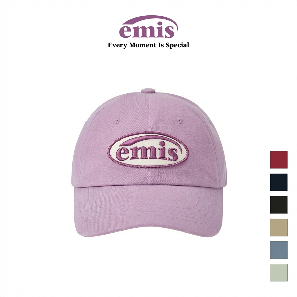 🎯【ของแท้】หมวกเบสบอล Cotton EMIS WAPPEN BALL CAP ปั๊มโลโก้ป้ายแปะ ดีไซน์ Unisex 🔥  แท้ 100% จัดส่งไว