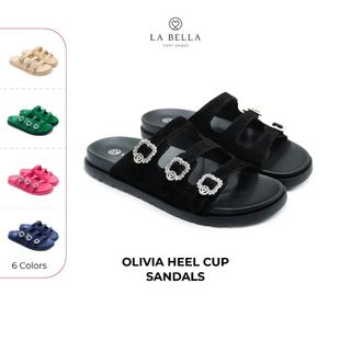 LA BELLA รองเท้าแตะหนังแกะ รุ่น OLIVIA HEEL CUP SANDALS 6 สี