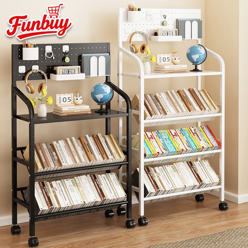 ชั้นวางหนังสือ DIY ชั้นวางหนังสือ 50-90cm ชั้นจัดเก็บหนังสือ โครงเหล็ก ประกอบง่าย แข็งแรง