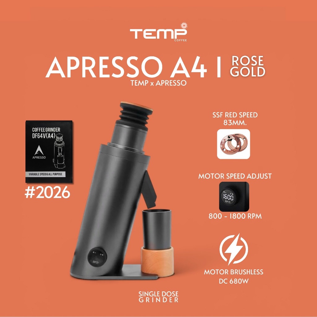 เครื่องบดกาแฟ l APRESSO A4 - GREY SINGLE DOSE (DF64V) ***เวอร์ชั่นล่าสุดเฟือง ROSE GLOD 64mm.***