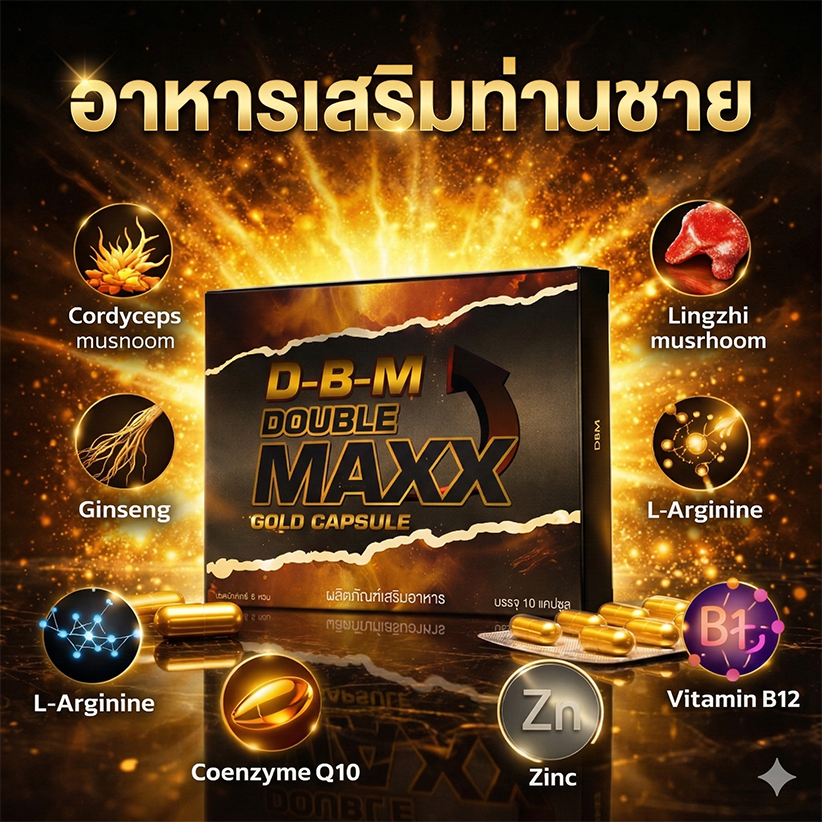 🔥 D-B-M ผลิตภัณฑ์เสริมอาหาร Double Maxx อาหารเสริมบำรุง ฟื้นฟูร่างกาย (1กล่อง =10แคปซูล) ไม่ระบุสินค