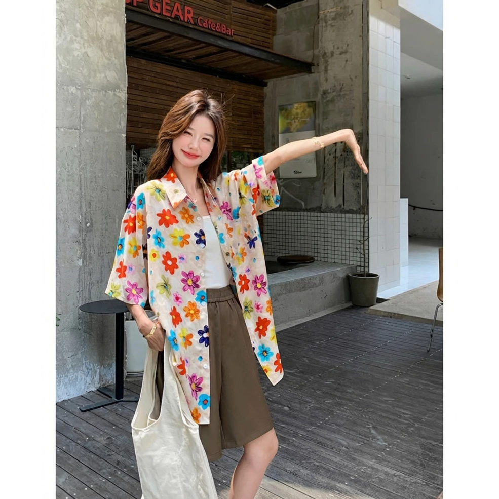 Bella Shop เสื้อลายดอกไม้สงกรานต์ สไตล์เกาหลี แขนสั้น thumbnail 9