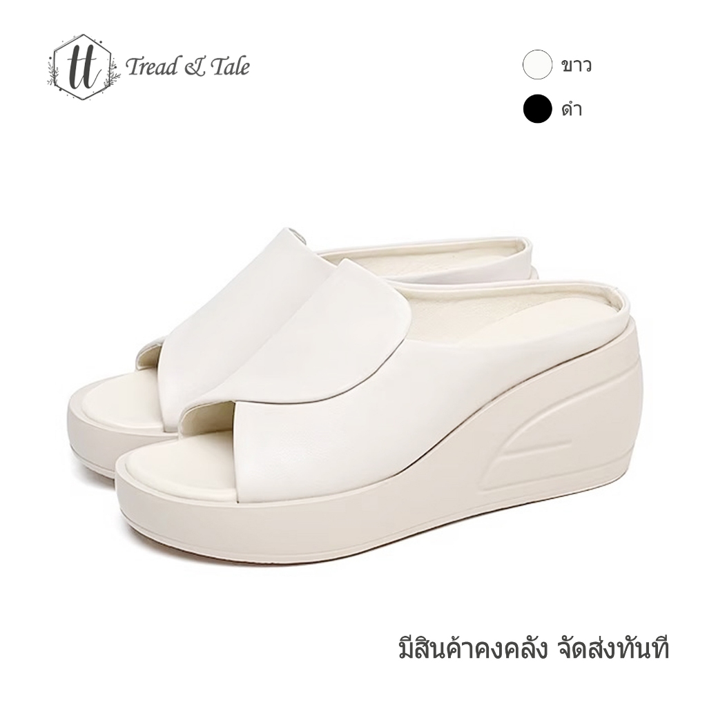 (พร้อมส่งจากไทย)รองเท้าแตะส้นเตารีดสำหรับผู้หญิง นุ่ม ทันสมัย เหมาะสำหรับฤดูร้อน รองเท้าแตะฟองน้ำหนา35-42