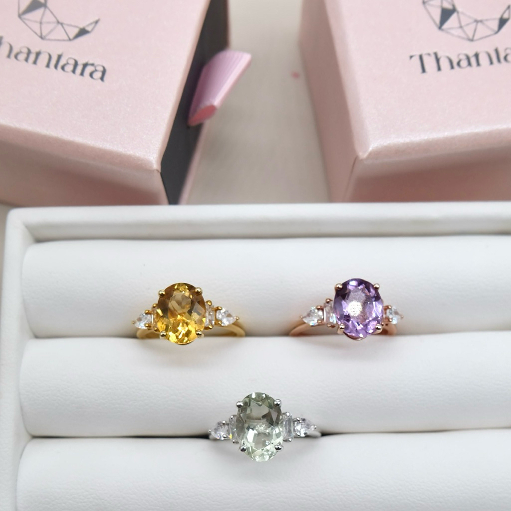 ThantaraGems แหวนพลอยแท้ เงินแท้ Elysian Oval Ring ( TG-R009 ) **แจ้งไซต์ในแชท**