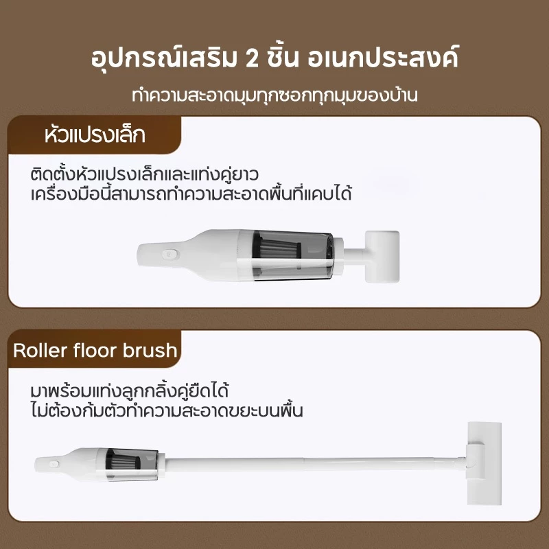 เครื่องดูดฝุ่นไร้สาย 5 ใน 1 แรงดูดสูง 18000Pa มัลติฟังกืชั่น เครื่องดูดฝุ่นมือถือ เครื่องดูดขนสัตว์ thumbnail 9