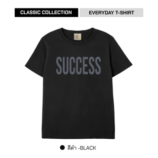 เสื้อยืดคอกลม แขนสั้น ผ้านุ่ม ใส่สบาย ไม่หด ไม่ต้องรีด ลายสกรีน SUCCESS ใส่ได้ทั้งผู้ชายและผู้หญิง
