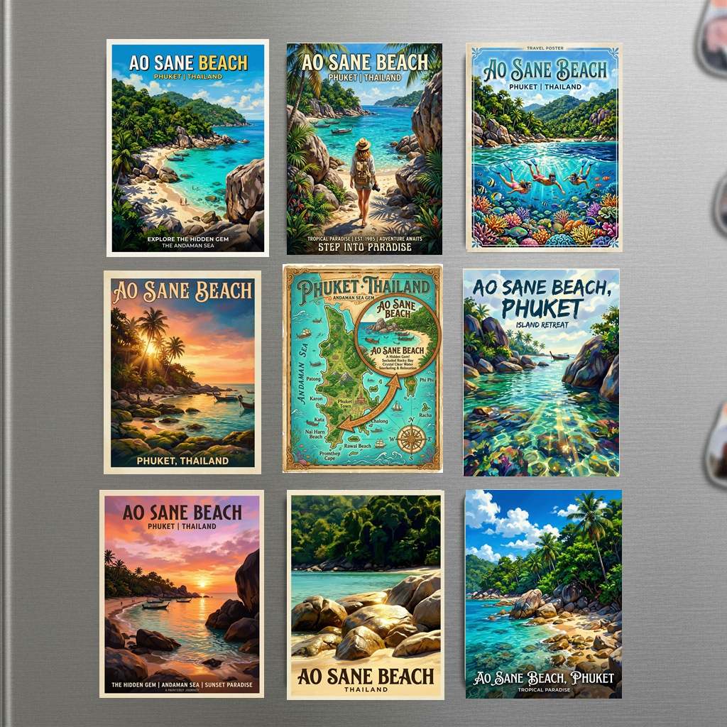 แม่เหล็กติดตู้เย็น ไทย ภูเก็ต อ่าวเสน ของฝากไทย Fridge Magnet Thailand Ao Sane Beach Phuket souvenir