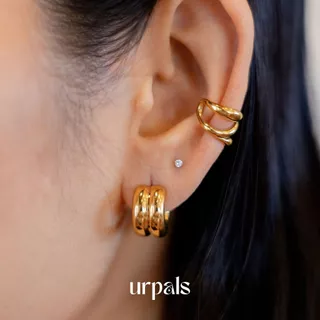 URPALS ต่างหู ตัวเรือน Stainless ชุบทอง 18K ทนน้ำ ทนเหงื่อได้ดี
