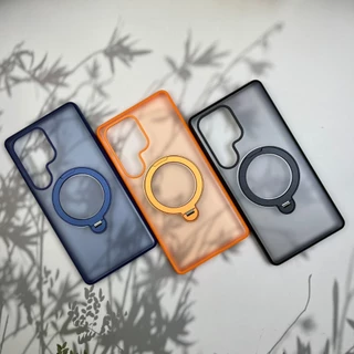 เคส Ring&Stand แหวนหมุนตั้งได้ กันลื่น หลังขุ่นขอบสี s26 Ultra / s25 / s24 / s23 / A17 / A16 / A26 / A57 / A56