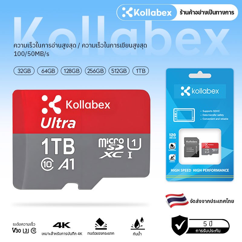 Kollabex Ultra Micro SDXC A1 64GB 128GB 256GB 512GB Series UHS-I Class 10 up to 120MB/s Memory Card