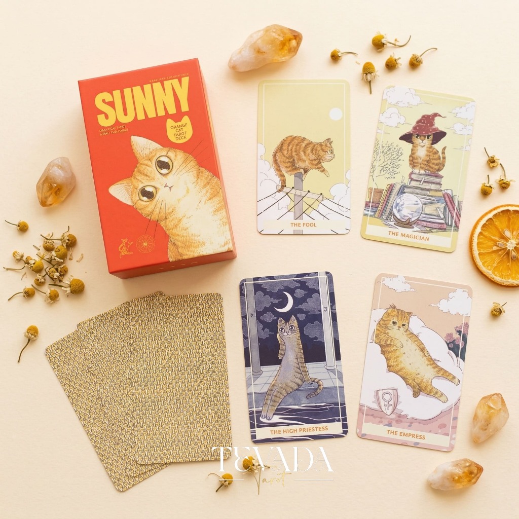ไพ่ยิปซี ไพ่ทาโรต์ ไพ่ทาโร่ Sunny Orange Cat Tarot PRO ลายแมวส้มน่ารัก ขอบแดง ฮีลใจ มือใหม่ ของแท้ พร้อมส่ง