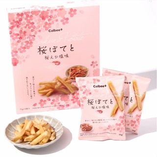 Calbee Spring Limited Sakura Shrimp Salted Potato Fries 15g …
