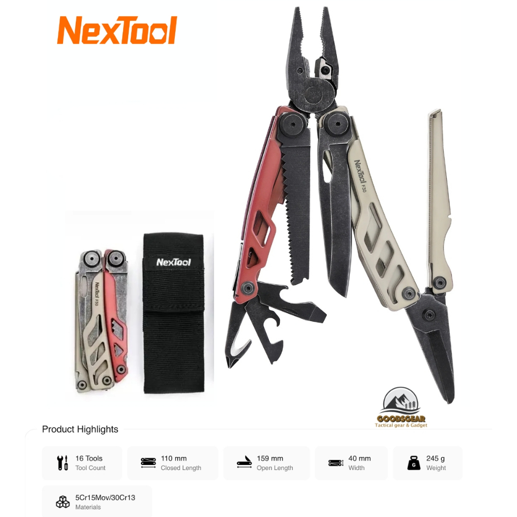 (พร้อมส่ง)คีมเครื่องมือมีดพับ NexTool Flagship F30 Pro 16 in 1 Multi Tool-ล็อคใบมีด