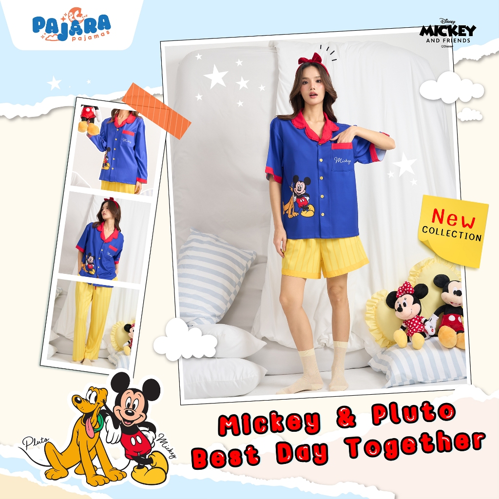[NEW] ชุดนอน Pajara Pajamas Disney (Neo-Lite) Collection : Mickey Navy & Yellow แบรนด์ PAJARA (ไม่สา