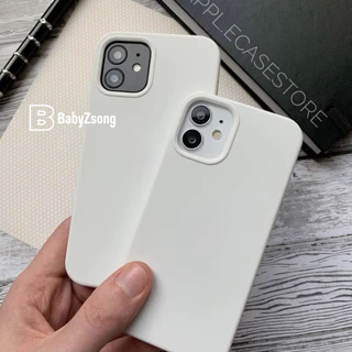 baby-Case Silicone เคสสีWhite สีขาวกำมะยี่โลโก้ สำหรับรุ่นiPhone11-17 17Air 17Pro 17ProMax