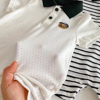NT Baby - 208 ส่งด่วนกทม 🐻‍❄️ บอดี้สูทโปโลเจ้าหมีสุดคูล รุ่น Mini Polo Bear Romper 🖤🤍บอดี้สูทสไตล์โปโล ใส่แล้วดูแพง
