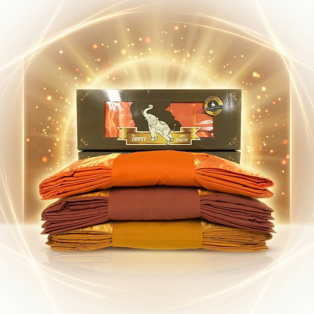 [ของใหม่100%] ผ้าไตรจีวร7ชิ้น ไตรครอง เนื้อโทเร(จีวรยาว 2 ผืน) เย็บละเอียดตรงวินัย ใช้ได้จริงทุกชุด