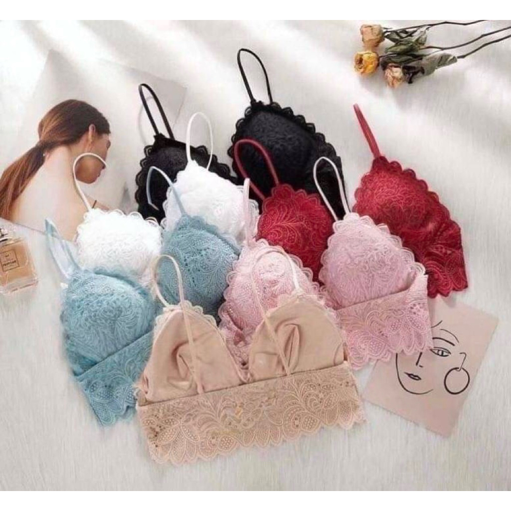 A20 บราลูกไม้ ผ้านุ่ม ใส่สบาย มีฟองน้ำ ฟรีไซส์