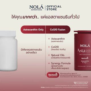 NOLA Asta CoQ10 Fusion Plus (30 Soft Capsules) แอสตาแซนธินเต็มโดส*6 มิลลิกรัม สุขภาพผิวดีและดูอ่อนเยาว์อย่างเป็นธรรมชาติ