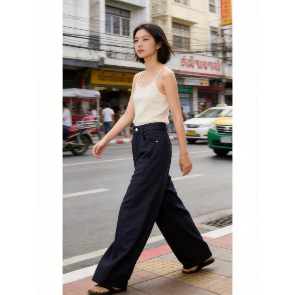 🫧Beautified🫧เกาหลี แฟชั่น กางเกงลำลองสีดำ👖อเนกประสงค์/เอวสูง/ช่วยให้ดูผอมเพรียว/ใส่ได้ทุกวัน ไซส์ M-4XL😘 V141