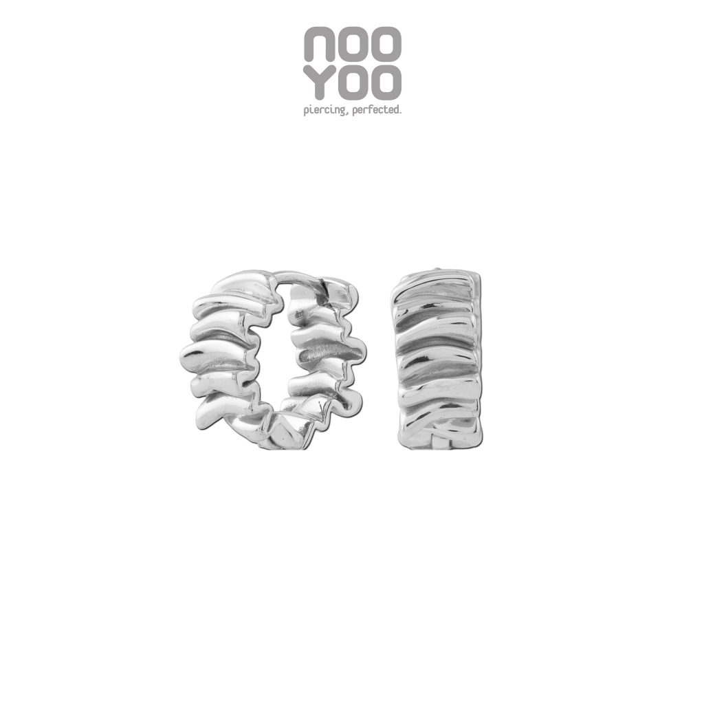 NooYoo ต่างหูสำหรับผิวแพ้ง่าย Doodle Hoops Surgical Steel (สีขาว/สีทอง)