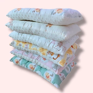 Newหมอนเด็ก นอนได้ 2 ด้าน รองรับสรีระศีรษะ นุ่มสบาย Cotton ดอทมิ้งค์ 30x50cm ซักได้ทั้งใบ หมอนเด็ก 0-6 ขวบ