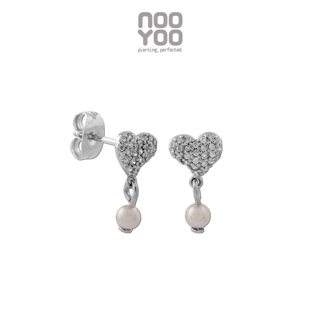 NooYoo ต่างหูสำหรับผิวแพ้ง่าย  Lovely Pearl Surgical Steel