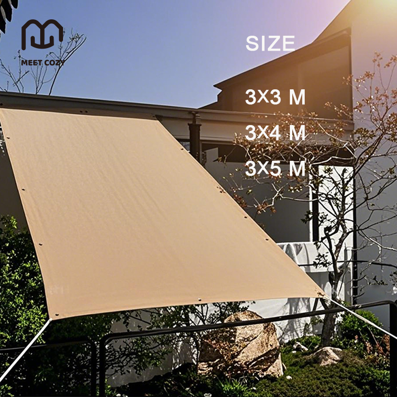 MEET COZY ผ้าบังแดด HDPE/160GMS Sun Shade Sails กันยูวี กันสาดบ้าน ผ้าใบบังแดดฝน # 1 FB-PA