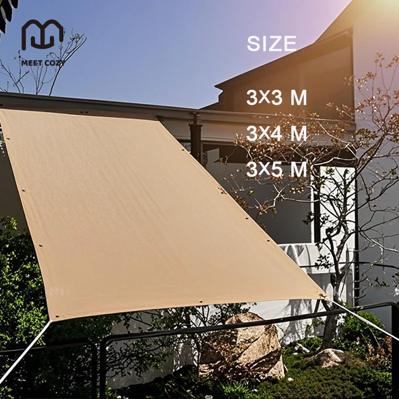 MEET COZY ผ้าบังแดด HDPE/160GMS Sun Shade Sails กันยูวี กันสาดบ้าน ผ้าใบบังแดดฝน # 1 FB-PA
