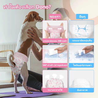 DONO'S DIARY Diaper แพมเพิสหมา เอวเข็มขัดยืดหยุ่น แบบดึงขึ้น ลายโบว์สีชมพู รองรับทั้งเพศเมียและผู้ ผ้าอ้อมแมว