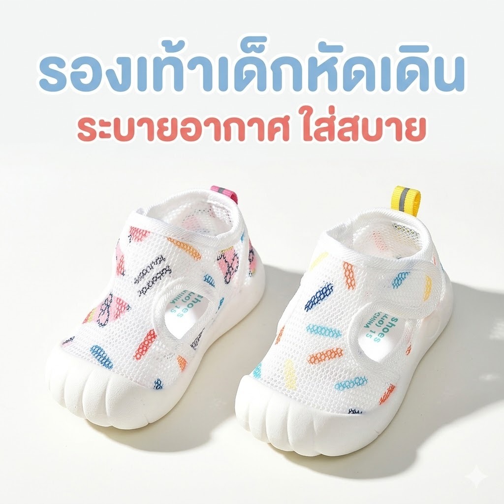 รองเท้าหัดเดินเด็ก 0-3 ปี พื้นนิ่ม กันลื่น ระบายอากาศ ผ้าตาข่าย เบา ใส่สบาย รองเท้าเด็กผู้ชายผู้หญิง L08