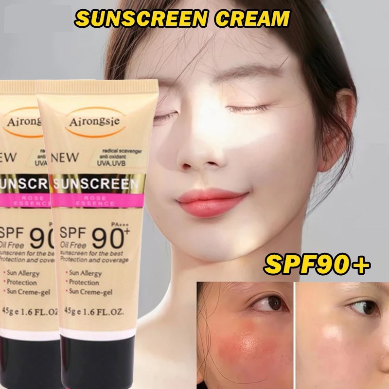 ครีมกันแดดผสมรองพื้น SPF90 PA+++ กันแดดหน้า UV กันเหงื่อ กันน้ำ บางเบา ซึมเร็ว เกลี่ยง่าย สบายผิว ไม่เป็นคราบ 45g