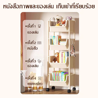 การออกแบบการเปิด ชั้นวางของหนังสือ ชั้นเก็บของเล่น งขอเนกประสงค์ 2/3/4ชั้น +ล้อ เคลื่อนย้ายสะดวก งขพลาสติก วางขพลาสติก