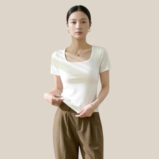 WsimpleBra | Cara Top Shirt เสื้อยืดผู้หญิง คอยู แขนสั้น มีบราในตัว เลิกใส่ชุดชั้นในและซิลิโคลปิดจุก