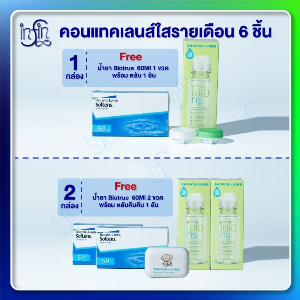 Bausch&Lomb SofLens 59 คอนแทคเลนส์รายเดือน ใส่สบายตา คุ้มค่า ครบเซ็ต