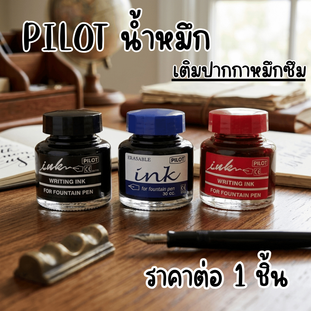 PILOT น้ำหมึกเติมปากกาหมึกซึม หมึกปากกา น้ำหมึก ปริมาณ30cc น้ำหมึกสีสด คมชัด แดง ดำ น้ำเงิน ลบออกได้ YC