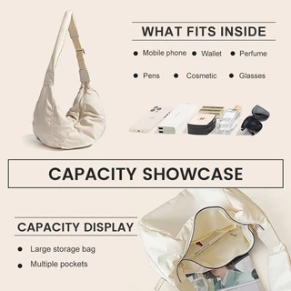 กระเป๋า Nylon bag ทรงhalf moon มินิมอลเกาหลี 2 สี