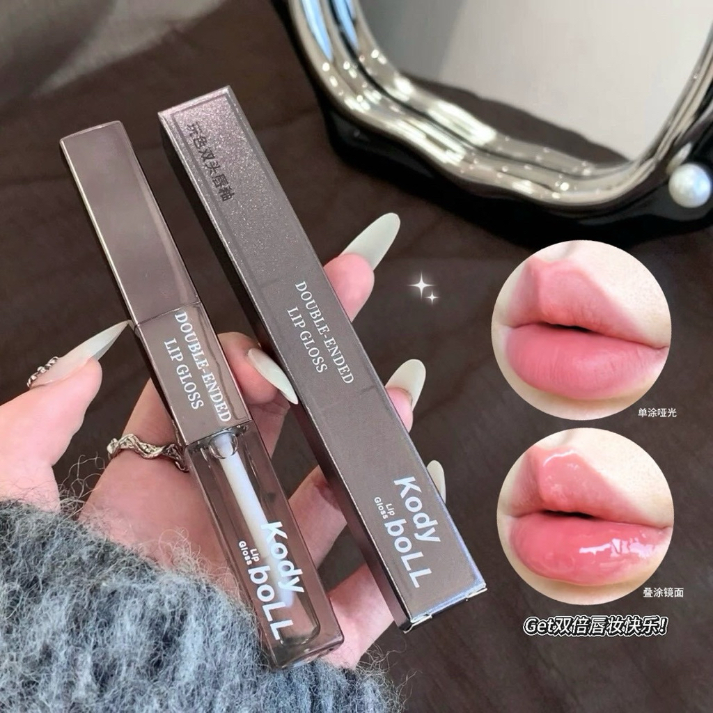 L-46🌟KodyboLL ลิปกลอสเนื้อแมตต์สองด้าน พร้อมผิวสัมผัสเงาวาวดุจกระจก และลดเลือนริ้วรอยบนริมฝีปาก