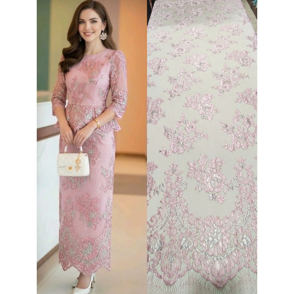 ผ้าลูกไม้ฝรั่งเศสสอนดินผืนละ 3 เมตรขายยกชิ้นหน้ากว้าง 60 นิ้วมี 12 สีเนื้อนิ่มสวยงามหรูหราอลังการราคา 900 บาทต่อชิ้น