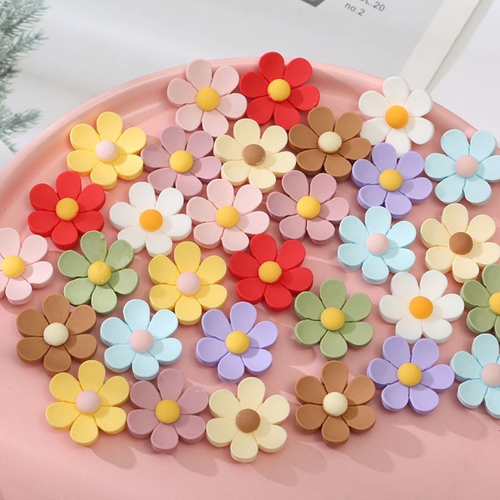 ❮10 ชิ้น❯เรซิ่นดอกไม้คละสี ❮ ซ้ำสี ❯เรซิ่นตกแต่งงาน Diy เนื้องานสีด้าน