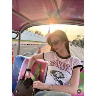 (สินค้าพร้อมส่ง🛵)Ganni Basic Cotton T-shirt ของแท้ 💯
