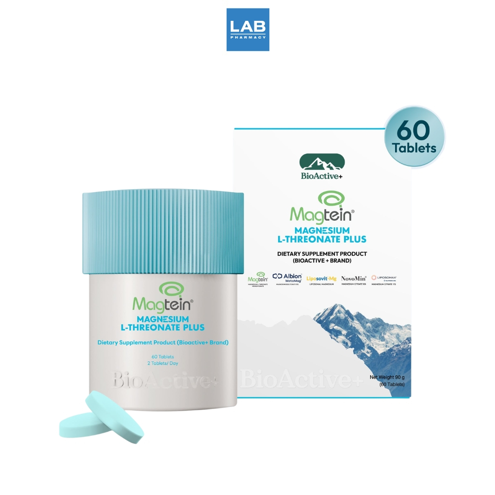Bioactive+ Magtein Magnesium L-Threonate Plus 60 Tablets ไบโอแอคทีฟ พลัส แมกทีน แมกนีเซียม แอล-ทรีโอเนต พลัส 60 เม็ด