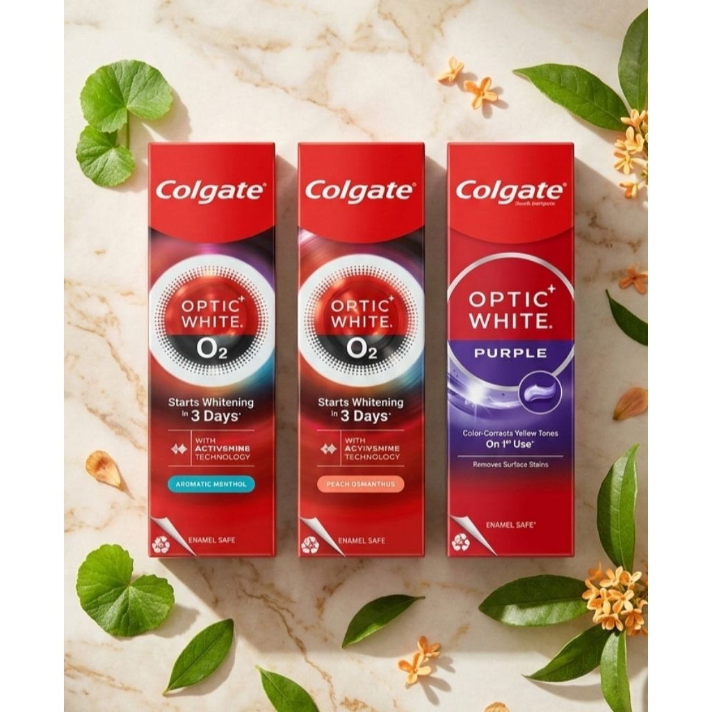 Colgate คอลเกต ยาสีฟัน อ๊อพติค ไวท์ โอทู พืช ออสแมนตัส/อะโรมาติก เมนทอล 85 กรัม